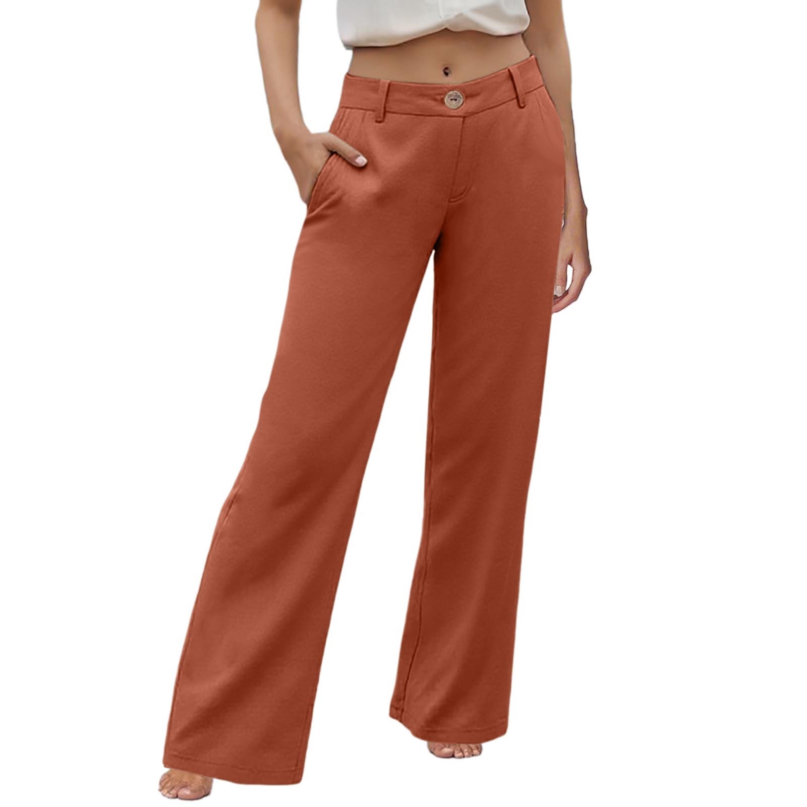 thumbnail image 1 of Pantalones palazzo de cintura alta para mujer - Pierna ancha, bolsillos - Informal/Mezcla de lino - Pantalones de moda - S-XXL, 1 of 5